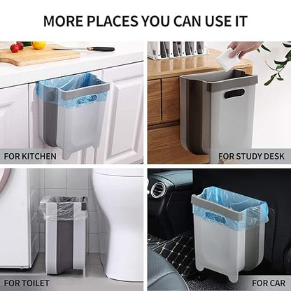 Hanging Collapsible Trash Can - 9L Wall Mounted Foldable Waste Bin - Image 6