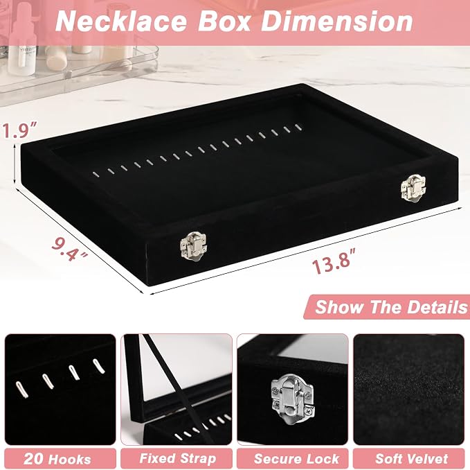 Cirhy Necklace Organizer Box, Anti-Tarnish Jewelry Box & Dustproof Necklace Case - Image 6
