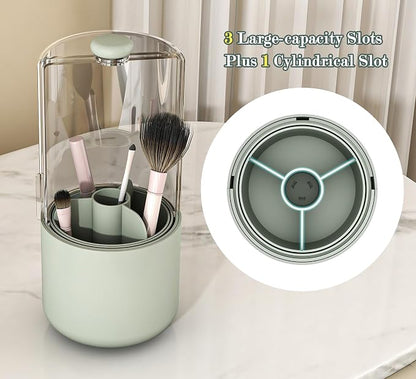 Makeup Brush Holder with Dustproof Cover, Sage Green - Image 6