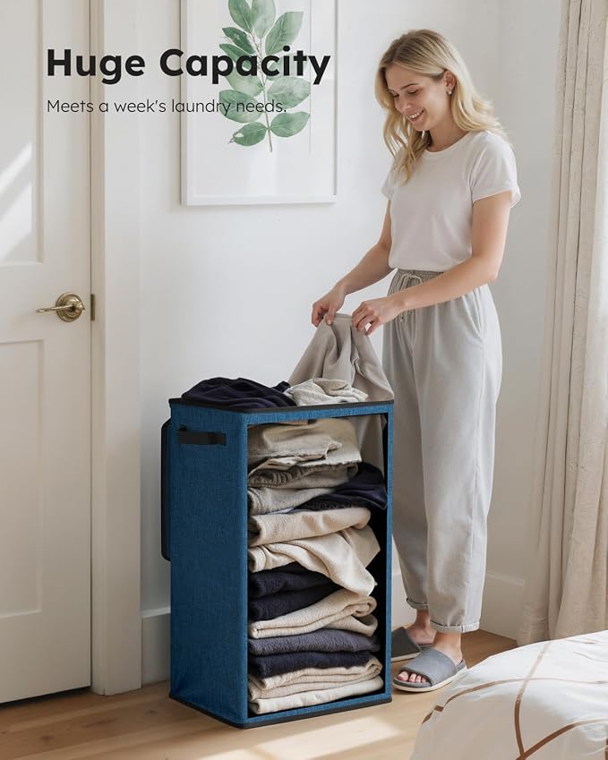 SOLEDI Laundry Hamper with Lid 90L Large & Tall Collapsible Laundry Basket - Image 3