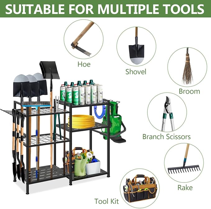 Garden Tool Organizer, 33.8×11.8×32inch Heavy-Duty Steel Garden Tool Rack - Image 3