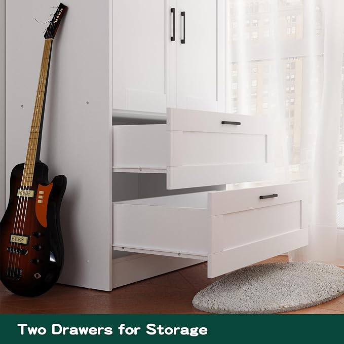 Fenghua Lizhi Wood White Wardrobe Closet - Image 4