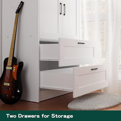 Fenghua Lizhi Wood White Wardrobe Closet - Image 4