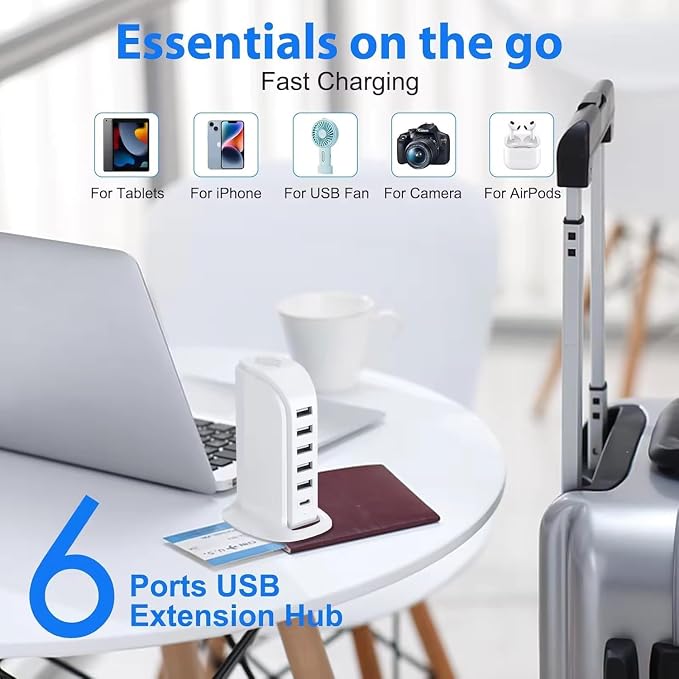 USB Charging Station for Multiple Devices, 40W Multiport Charger Tower - Image 3