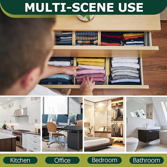 Lzerking Kitchen Drawer Dividers 6 Pack Bamboo Drawer | 17-22" Adjustable - Image 5