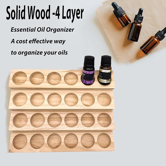 2 Pack Solid Wood Essential Oil Organizer 4 Layer Essential Oils Racks Tabletop - Image 4