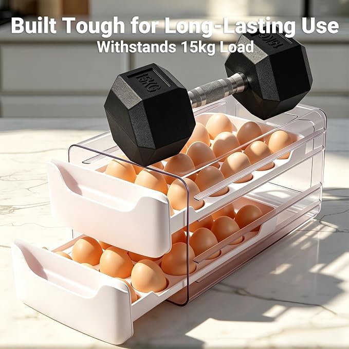 36-Egg-Holder for Fridge, Egg-Storage for Refrigerator Countertop, 2 Tier - Image 4
