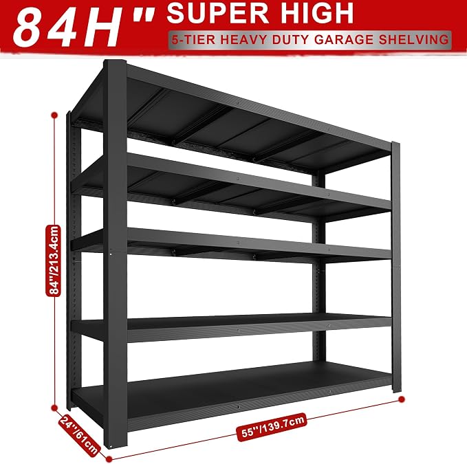 84" H Garage Shelving, Storage Shelves 3050LBS Heavy Duty Storage Shelves - Image 2