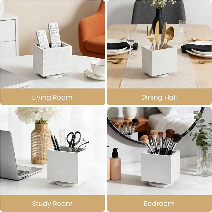 360° Rotating Remote Control Holder, Wooden TV Remote Holder - Image 6