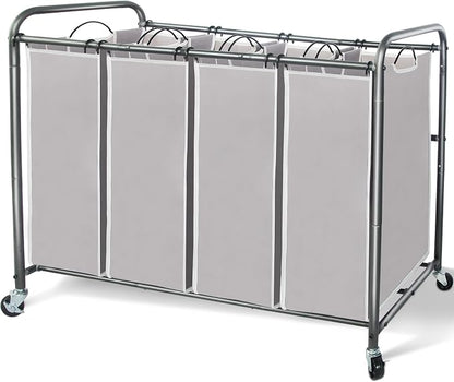 STORAGE MANIAC 4 Section Laundry Sorter and Replacement Bag 2 Pack, Rolling - Image 2