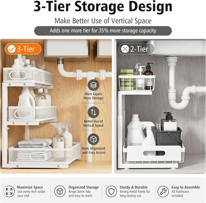Under Sink Organizer, 3 Tier Pull Out Cabinet Organizer - Image 4