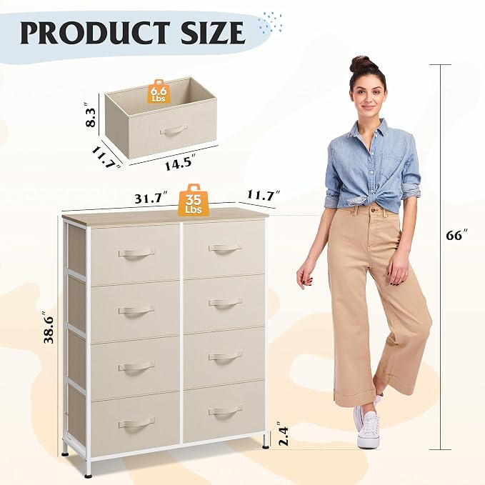 WLIVE Fabric Dresser for Bedroom, Tall Dresser - Image 3