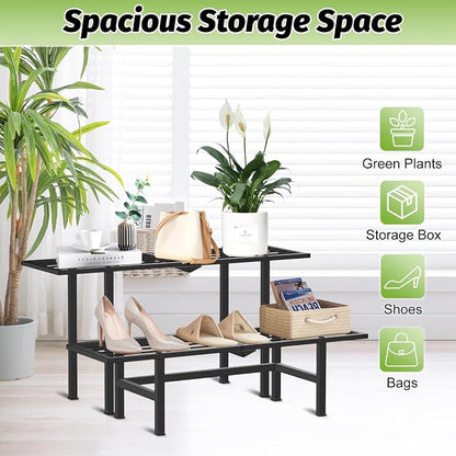 2 Tier Plant Stand Outdoor Indoor, Separated Tiered Folding Metal Plant Shelf - Image 6