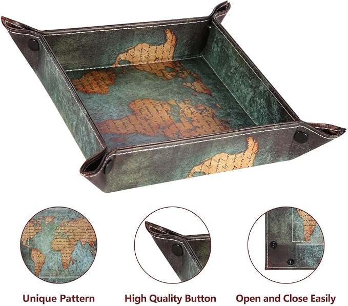siduater Valet Tray Desktop Storage Organizer, Vegan Leather Catchall Bedside - Image 4