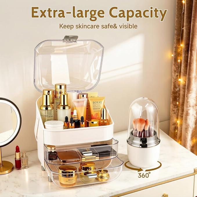 Makeup Organizer with Drawers-Cosmetic Display Case - Image 3