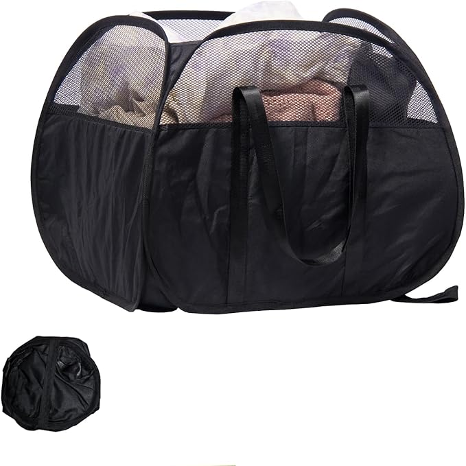 Collapsible Laundry Basket, 90L Tear Proof Mesh Pop-up Hamper | Foldable by HEDONLEE