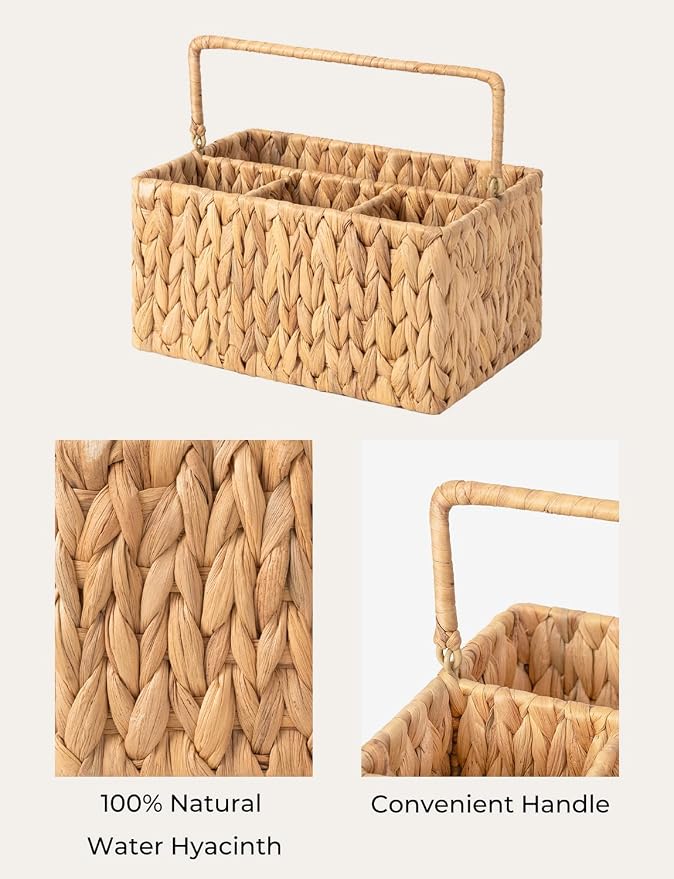 StorageWorks Hand-Woven Wicker Silverware Organizer - Image 3