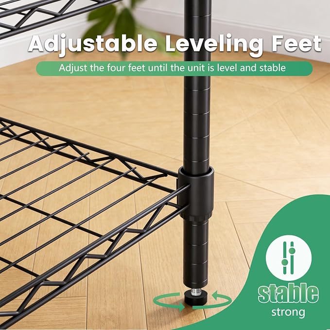 FDW | 4-Tier Wire Shelf | 36" x 14" x 54" | Black | Storage Shelves - Image 5
