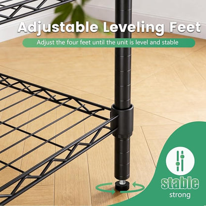 FDW | 4-Tier Wire Shelf | 36" x 14" x 54" | Black | Storage Shelves - Image 5