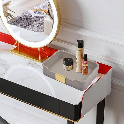 Luxury Leather Valet Tray Desktop Storage Organizer, Bedside Vanity Catchall - Image 3
