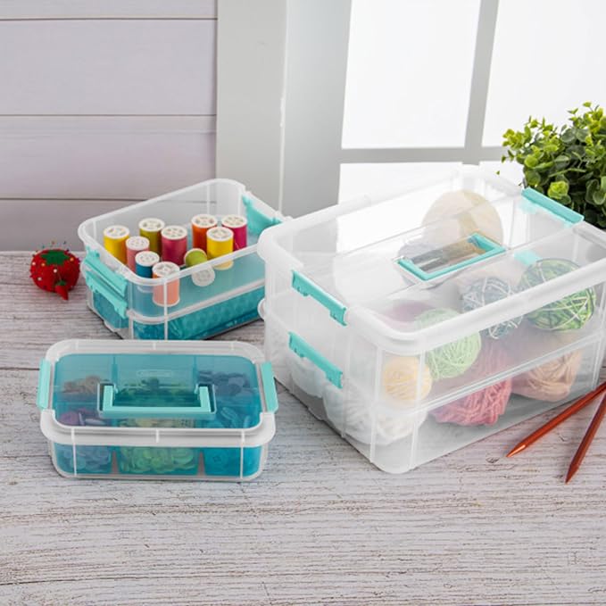 Sterilite 12 Pack Plastic Storage Box Container, 3 Layer, Stack and Carry - Image 5