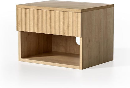 EYYTHUNG Fluted TV Stands Set of 4, Modern Small Floating Nightstand - Image 8