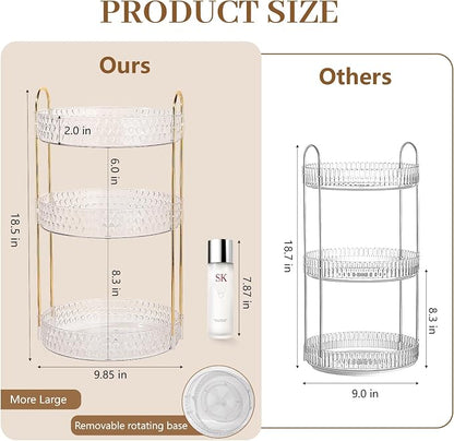 Rotating Makeup Organizer for Vanity, 3 Tier Perfume Skincare Storage for Women - Image 6