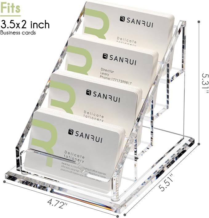YUXUN Business Card Holder for Desk Clear Acrylic Business Cards Display Stand - Image 5