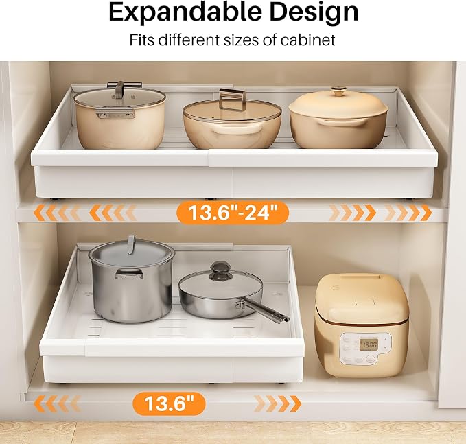 Pull out Cabinet Organizer, Adjustable Full-Extension Adhesive Roll out Shelves - Image 3