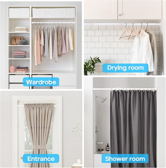 2Pack White Shower Curtain Rod 45 to 77 Inch, Shower Rods - Image 6