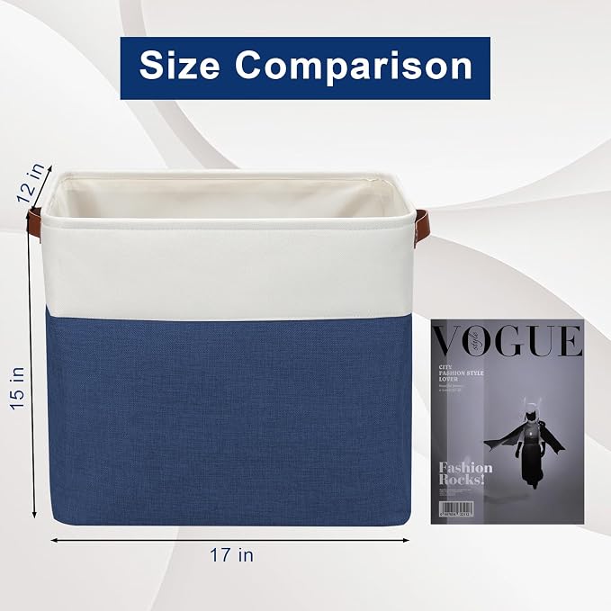 Large Fabric Storage Baskets | 50L Storage Bins, Decorative Linen Closet Baskets - Image 3