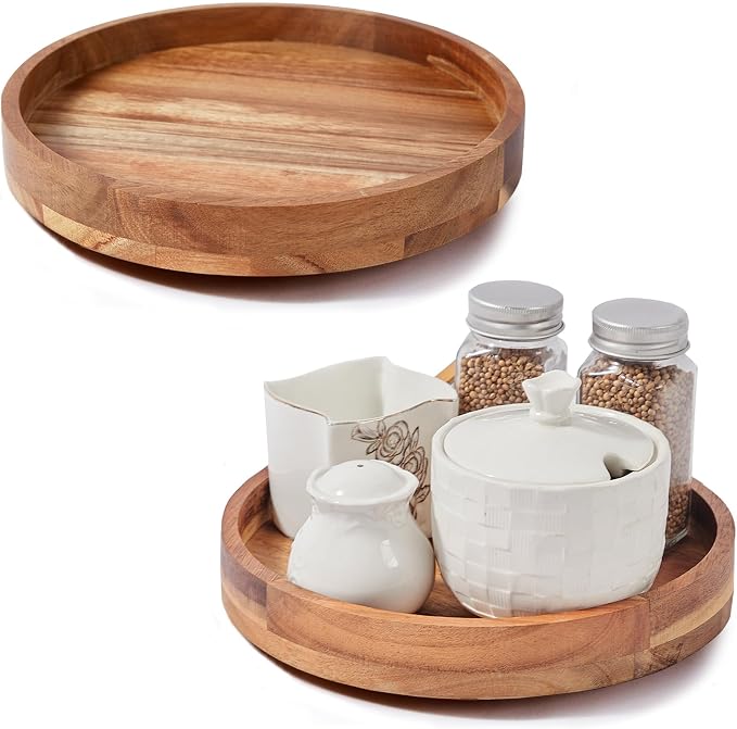 12" Wood Lazy Susan Organizer for Cabinet, Lazy Susan for Countertop by ACIAZAAZ