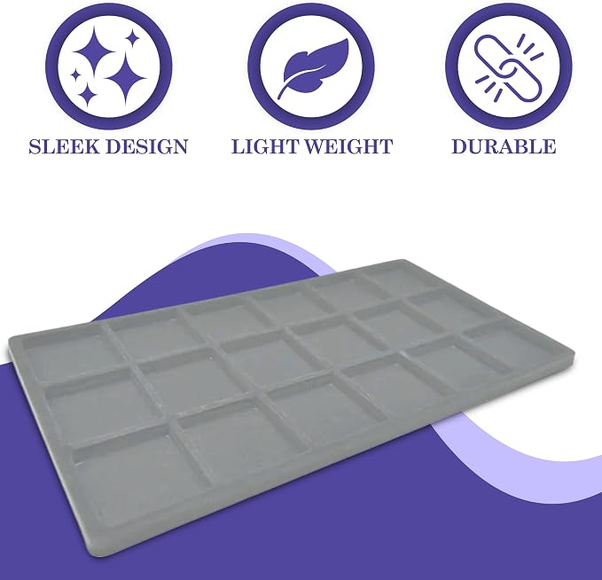 Novel Box 5 Pack 18-Slot Gray Liner Jewelry Storage Tray Inserts 14.75x8.25x1 - Image 4