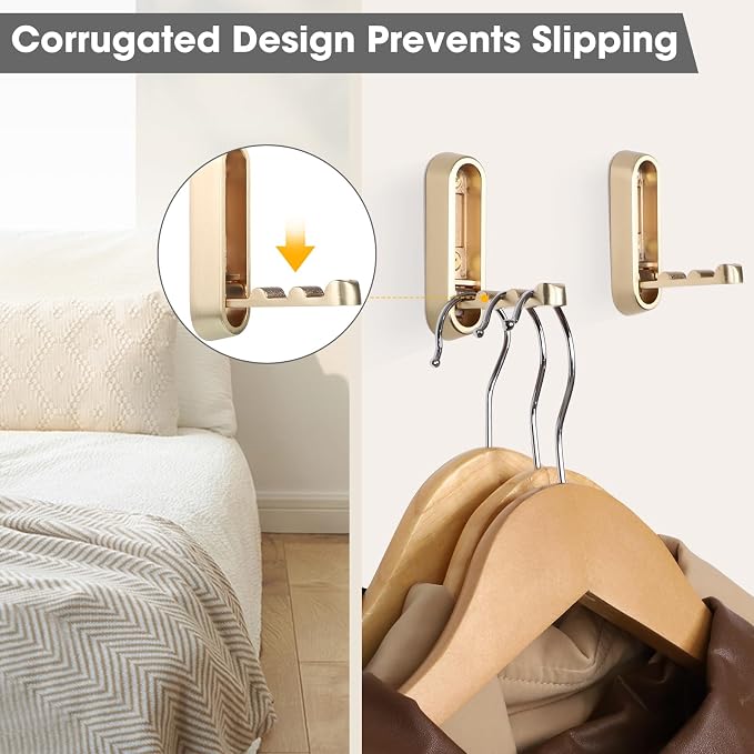 Folding Coat Hooks, 6 Pack, Wall Hook, Hanging Towels Clothes Bag | 90° - Image 6