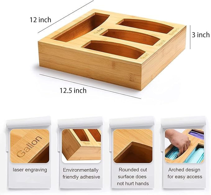 Bamboo Food Bag Storage Organizer - Image 5
