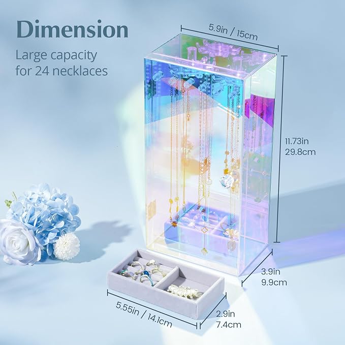 Lolalet Necklace Holder Organizer, Acrylic Jewelry Organizer - Image 5