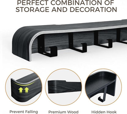 Wall Coat Rack Floating Shelves Modern Coat Rack Wall Mount - Image 5