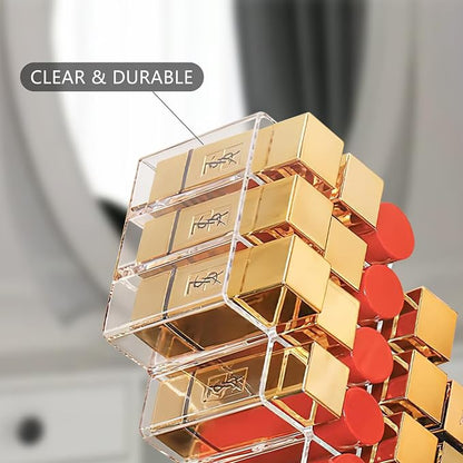 Lipstick Organizer, 28 Slots Acrylic Lip Holder, Stackable Lip Gloss Organizer - Image 4
