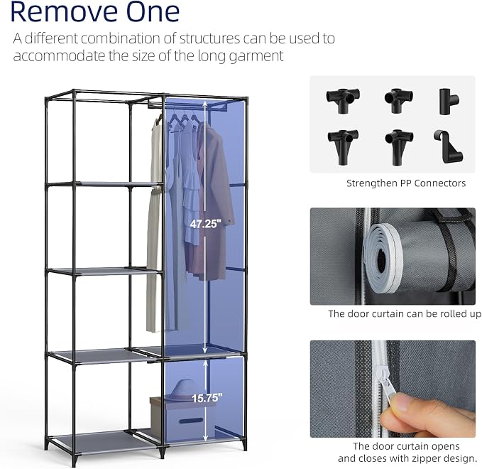 Gray Cover Portable Closet - Image 4