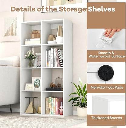 POWERSTONE 8 Cube Storage Organizer Set of 2, 4 Tier Cubby Bookshelf - Image 5