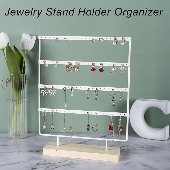 Earring Organizer Stand for Women, 4 Tier Tall Jewelry Holder Organizer Rack - Image 2