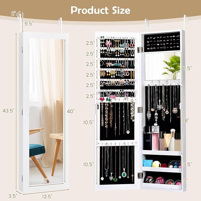 HAPPYGRILL Wall Mounted Jewelry Cabinet - Image 7