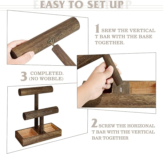 LadyRosian 2 Tier Wooden Display Jewelry Accessory Stand Jewelry Bracelet - Image 7