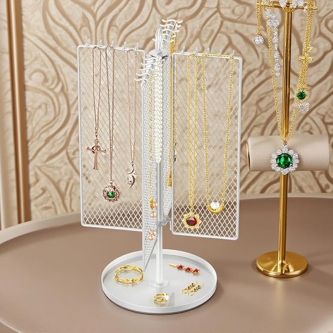 Rotating Necklace Holder Organizer, Necklace Storage Jewelry Stand, Metal - Image 6