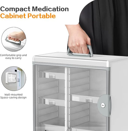 Lockable Medicine Cabinet with 5 Removable Trays, Wall Mounted & Portable - Image 5