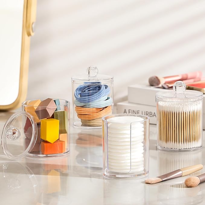 AOZITA 4 Pcs, Acrylic Qtip Holder Dispenser - Image 4