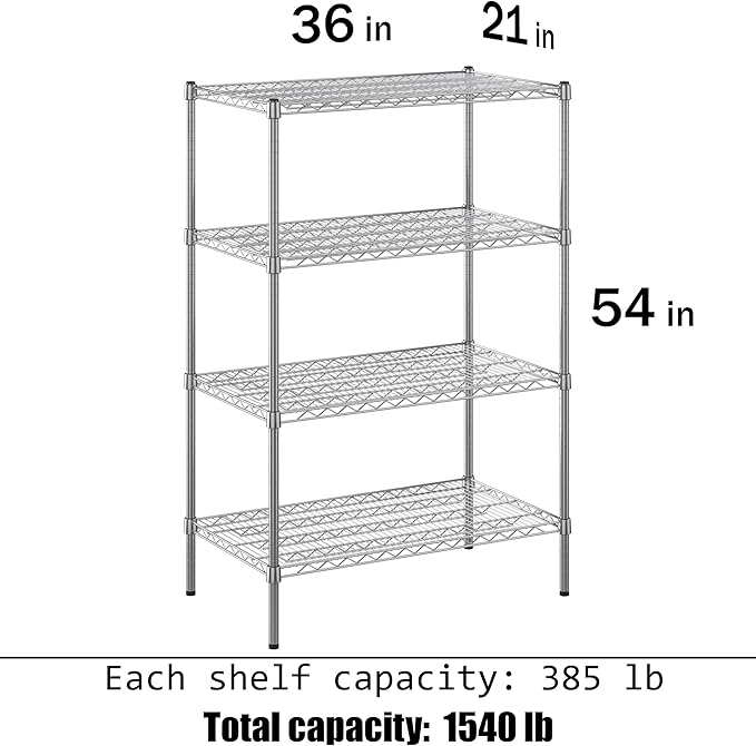 21" Deep x 36" Wide x 54" Height Wire Shelving Kit | 4-Tier | NSF Commercial - Image 3