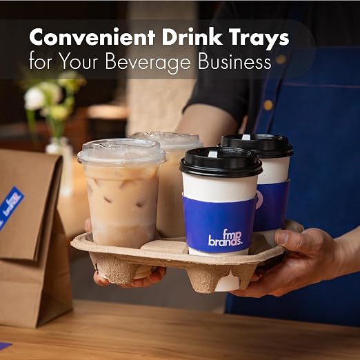 FMP Brands 4 Cup Disposable Drink Carrier Trays, 320 Pack Compostable Pulp - Image 6