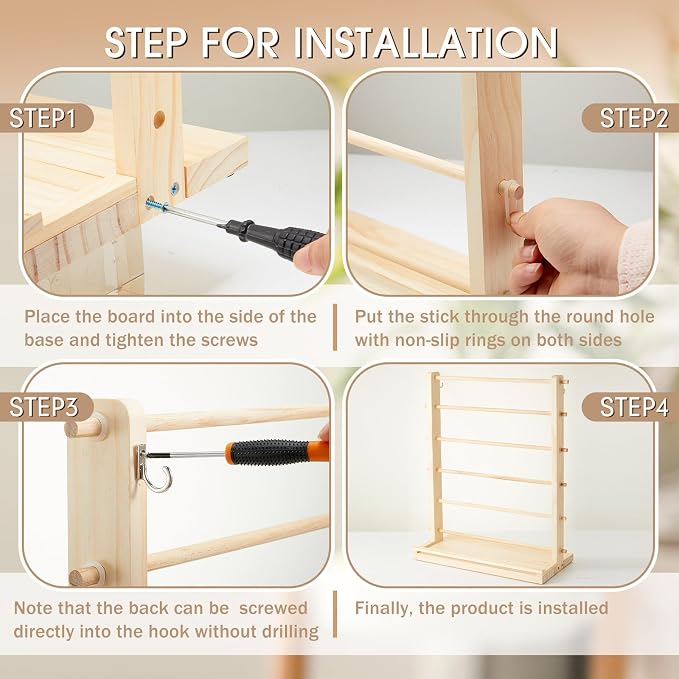 6 Tier Wooden Ribbon Organizer Ribbon Holder - Image 6