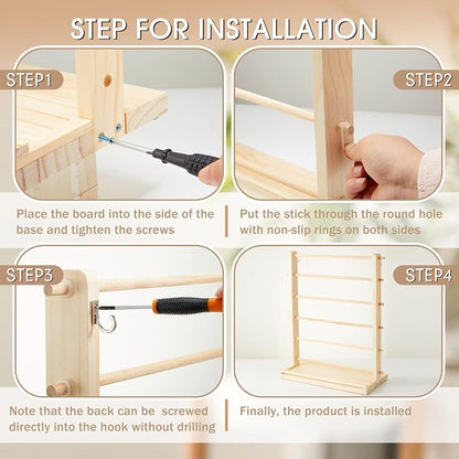 6 Tier Wooden Ribbon Organizer Ribbon Holder - Image 6